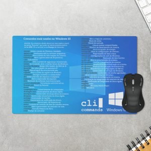 Mouse Pad Geek Comandos Windows 10 - Tamanho 35 x 25 cm