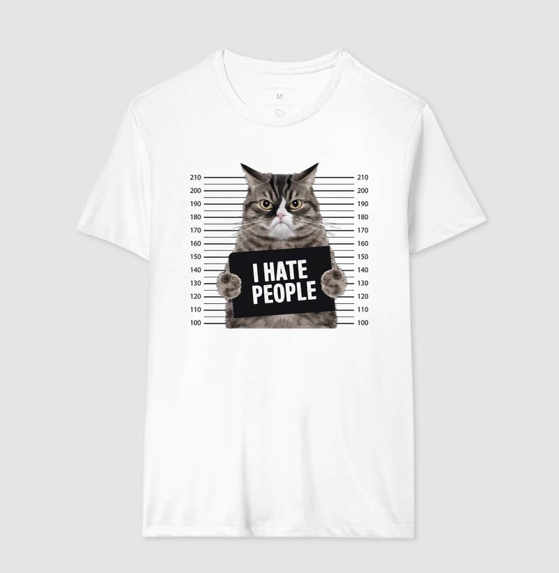Camiseta Gato Mal Humorado "I Hate People" 2 Camiseta Gato Mal Humorado "I Hate People" - Imagem 2