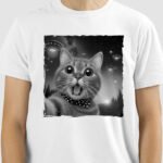 Camiseta Gato Selfie com Ovni