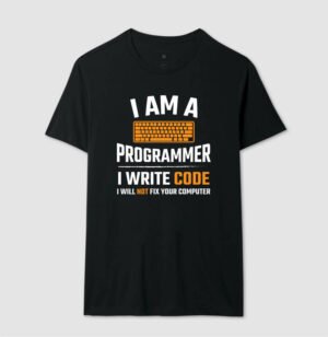 Alternative view of Camiseta Eu Sou Programador(a), eu escrevo códigos e não, não vou consertar o seu Computador